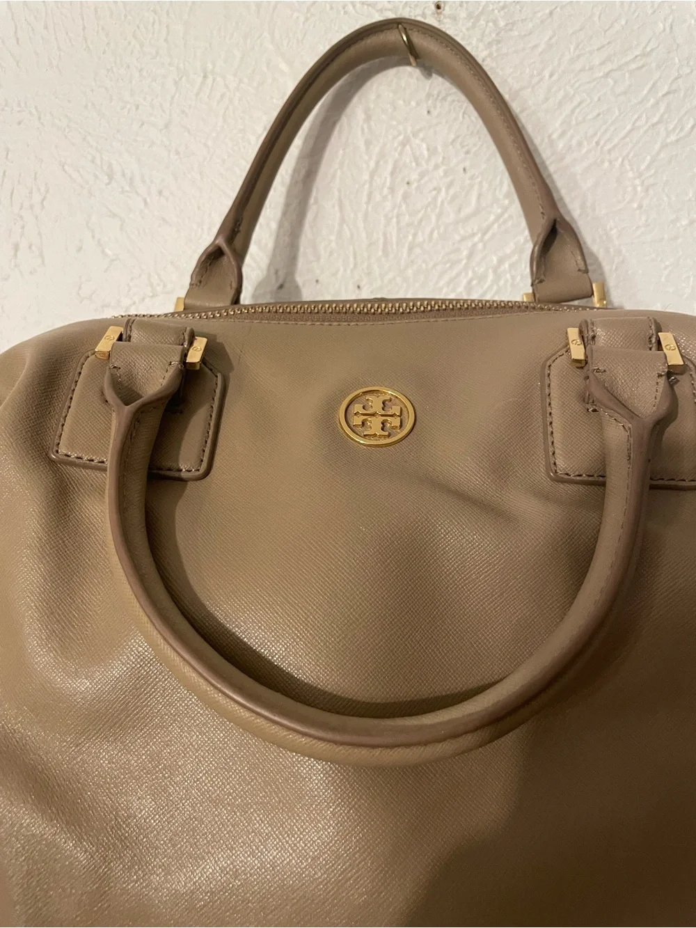 Tory Burch Leather Dome Satchel with Gold Hardware